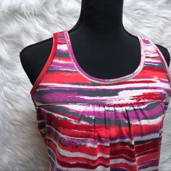 Athleta Top Size Large Vibrant Colors Built in Bra - Picture 2 of 13